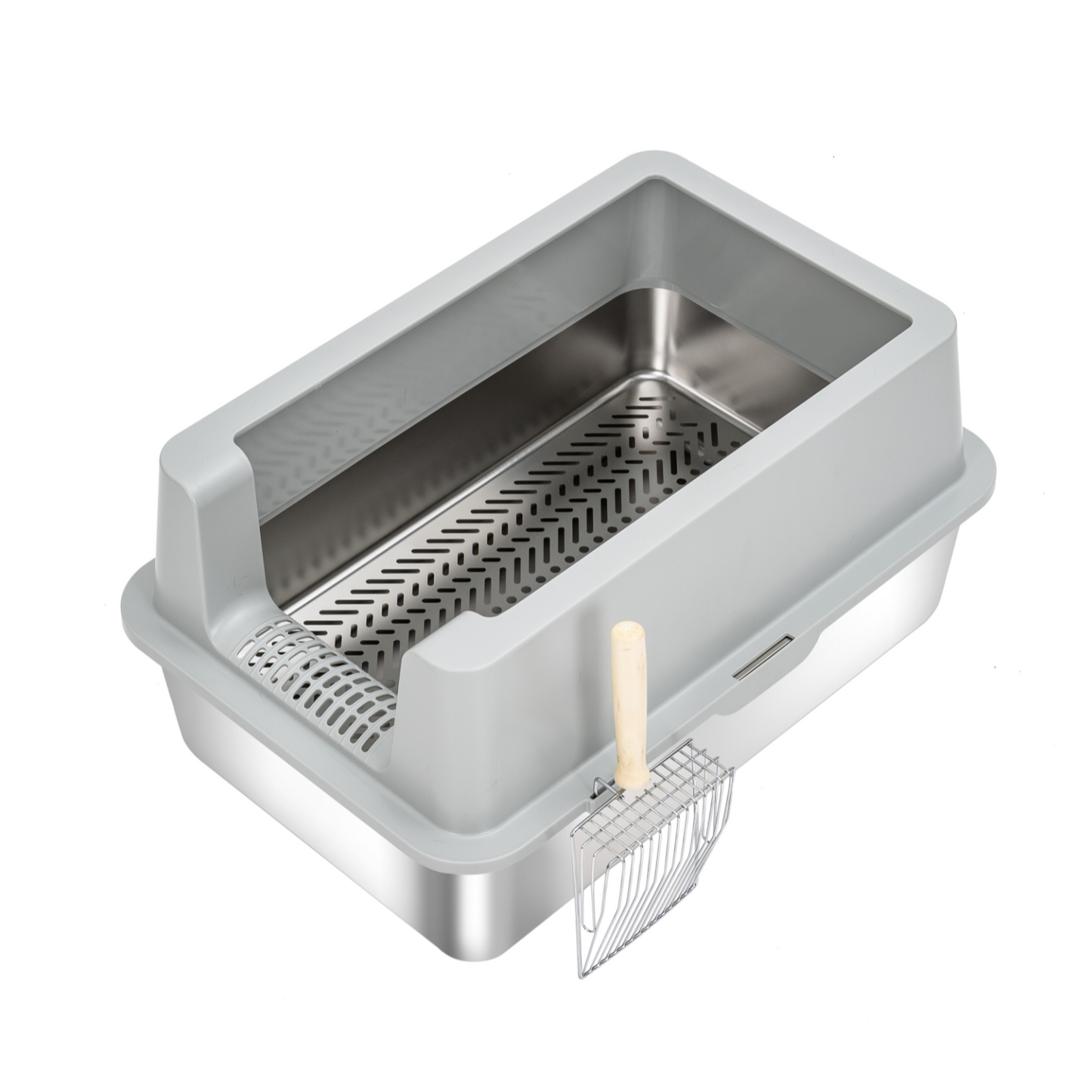 XL Stainless Steel Sifting Litter Box for Pine Pellet