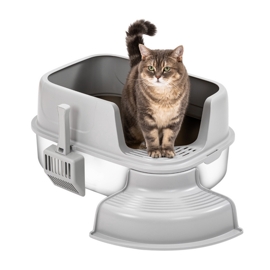 XL Corner Entry Stainless Steel Litter Box with Stair 2.0