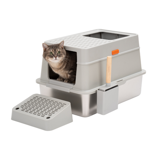 XL Full Enclosed Stainless Steel Litter Box-Model F