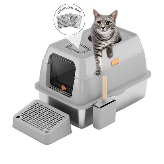 XL Full Enclosed Stainless Steel Litter Box with Air Filters