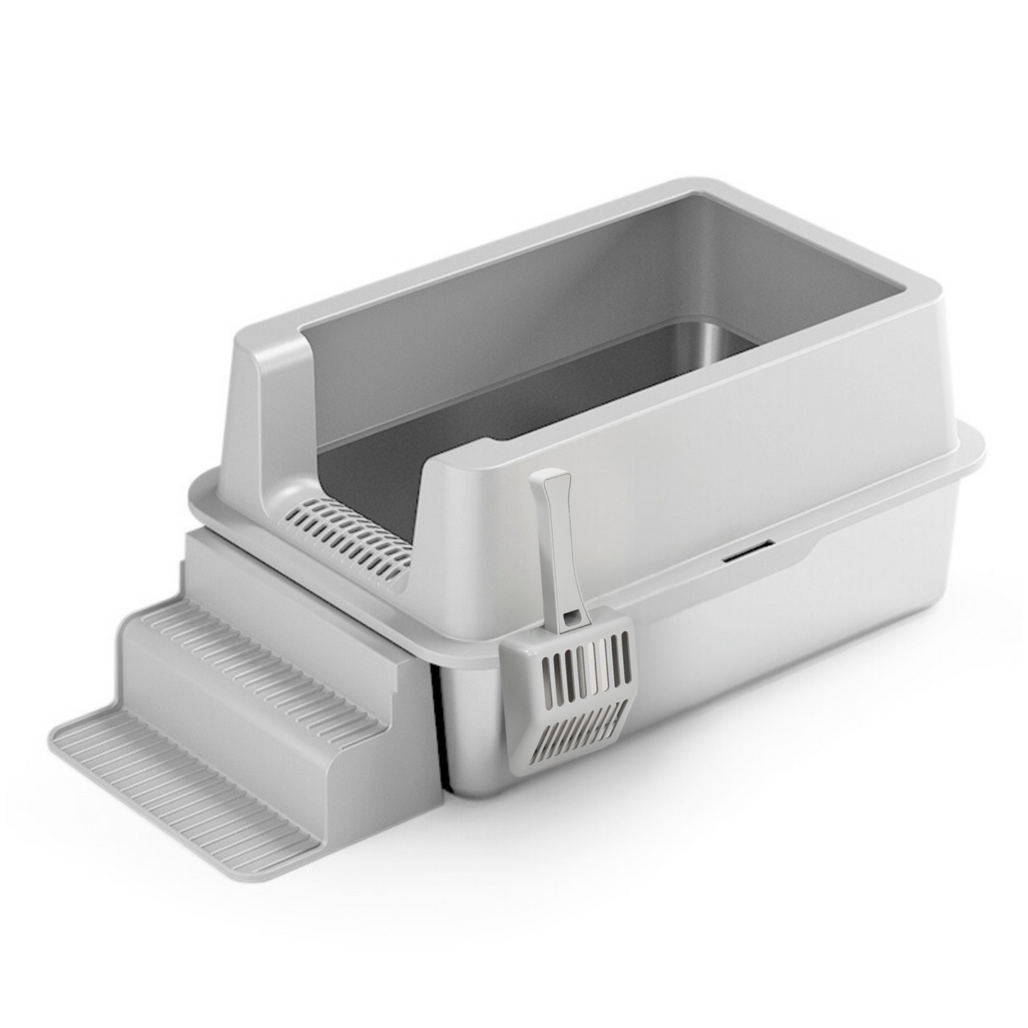 XL Front Entry Stainless Steel Litter Box with Stair