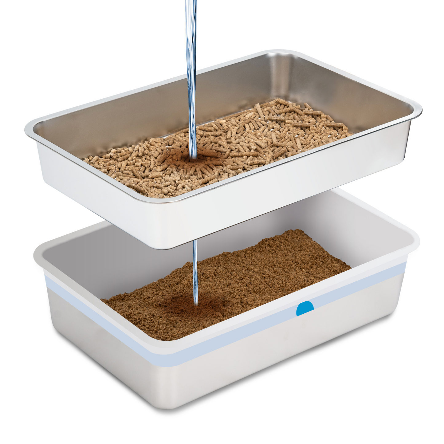 XL Stainless Steel Sifting Litter Box for Pine Pellet