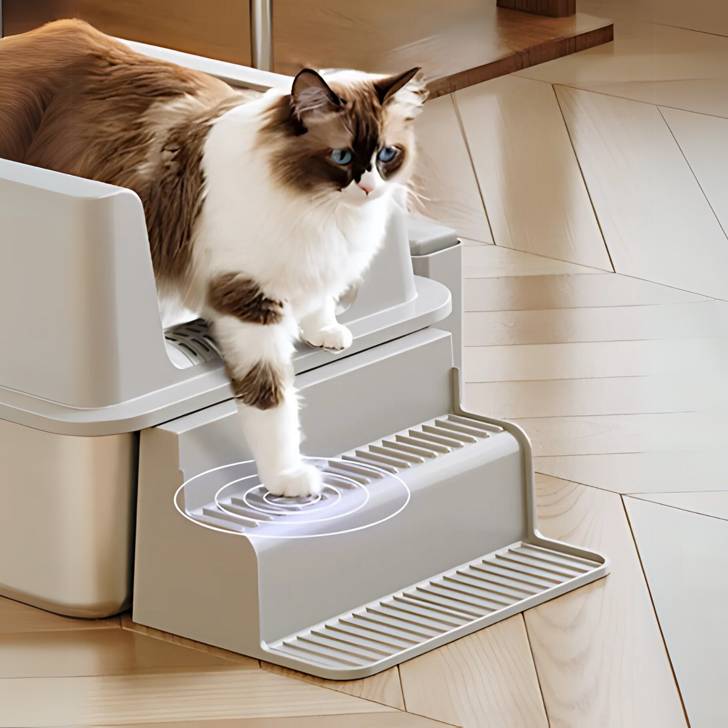 XL Front Entry Stainless Steel Litter Box with Stair