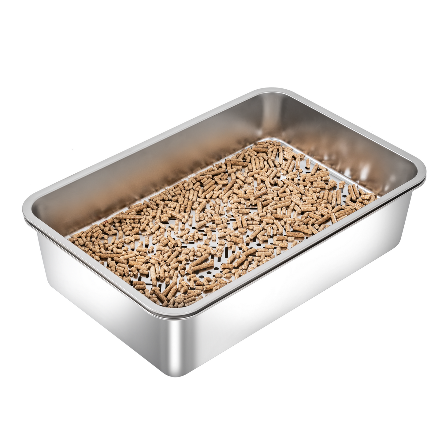 XL Stainless Steel Sifting Litter Box for Pine Pellet